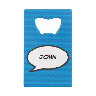 Uw berichtspraakballon Leuk Retro-stripboek Creditkaart Flessenopener