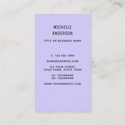 Uw beroep Paarse Visitekaartje (Achterkant)