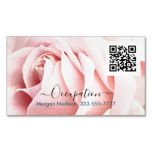 Uw Beroep, QR Code, Bleke Roze Roos Magnetisch Visitekaartje