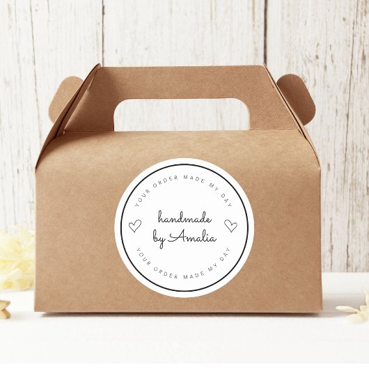 "Uw bestelling maakt mijn dag | Handgemaakt met Jo Ronde Sticker