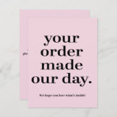 UW BESTELLING MAAKTE ONZE DAG BEDRIJFSENCLOSURE KA INFORMATIEKAARTJE (Voorkant / Achterkant)