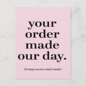 UW BESTELLING MAAKTE ONZE DAG BEDRIJFSENCLOSURE KA INFORMATIEKAARTJE (Voorkant)