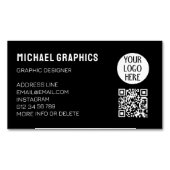 Uw Black White bedrijf aanpassen logo QR code Magnetisch Visitekaartje (Voorkant)