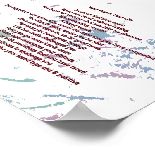 Uw bloed, uw leven 12 x 17 cm Poster (Hoek)