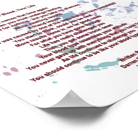 Uw bloed, uw leven 15 cm x 15 cm Poster (Hoek)