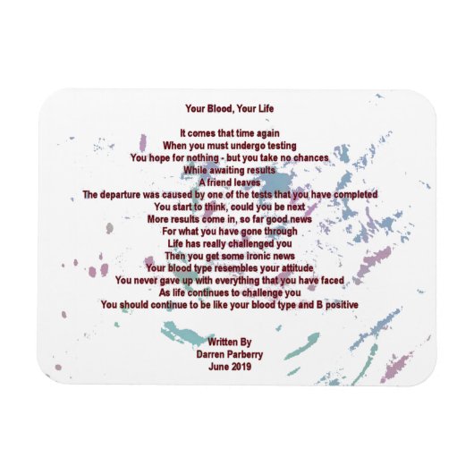 Uw bloed, uw leven 7 x 10 cm Flexibel magneet (Horizontaal)