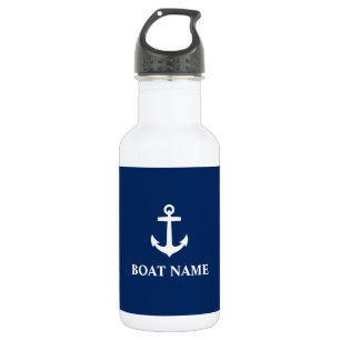 Uw Boat Naam Anchor Blue Waterfles