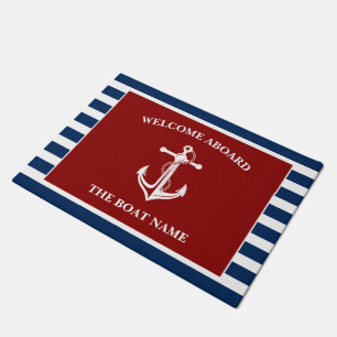 Uw Boat Naam Anchor Blue Welkom op het bord Deurmat