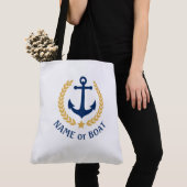 Uw Boat Naam Anchor Gold Laurel Large White Tote Bag (Dichtbij)