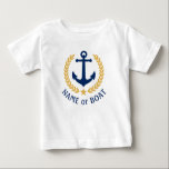 Uw Boat Naam Anchor Gold Laurel Leaves Star<br><div class="desc">Een op maat gemaakt nautisch bootanker, gouden laurierbladeren en een gouden ster met en uw persoonlijke naam of bootnaam op een wit t-shirt met baby. Verscheidene kleuren om van te kiezen. Het maakt een geweldig cadeau.</div>