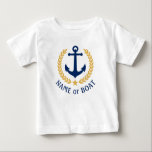 Uw Boat Naam Anchor Gold Laurel Leaves Star<br><div class="desc">Een op maat gemaakt nautisch bootanker,  gouden laurierbladeren en een gouden ster met en uw persoonlijke naam of bootnaam op een wit t-shirt met baby. Verscheidene kleuren om van te kiezen. Het maakt een geweldig cadeau.</div>
