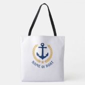 Uw Boat naam Anchor Gold Laurel Star Large White Tote Bag (Voorkant)