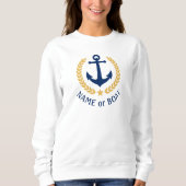 Uw Boat Naam Anchor Gold Laurel Star White Trui (Voorkant)