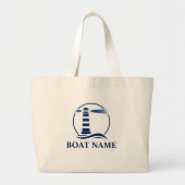 Uw Boat Name Blue Classic Lighthouse Grocery Grote Tote Bag (Voorkant)