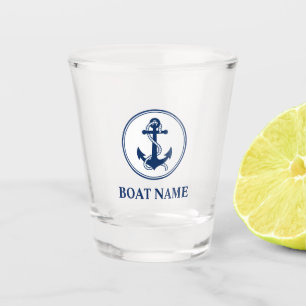 Uw Boat Name Blue Rope & Anchor Shot Glas