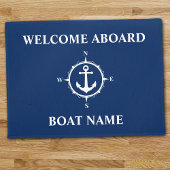 Uw Boat Name Compass Anchor Blue Welcome Aboard Deurmat