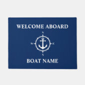Uw Boat Name Compass Anchor Blue Welcome Aboard Deurmat (Voorkant)