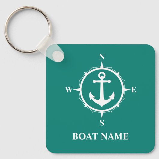 Uw Boat Name Compass Anchor ca0a Sleutelhanger (Voorkant)