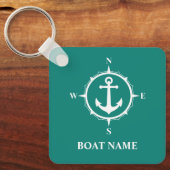 Uw Boat Name Compass Anchor ca0a Sleutelhanger (Voorkant)
