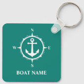 Uw Boat Name Compass Anchor ca0a Sleutelhanger (Achterkant)