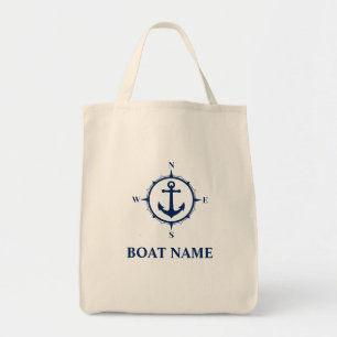 Uw Boat Name Compass Anchor Eco-Friendly Grocery Tote Bag