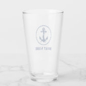 Uw Boat Name Navy Blue Rope & Anchor Glas (Achterkant)