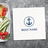 Uw Boat Name Navy Blue Rope & Anchor Servet