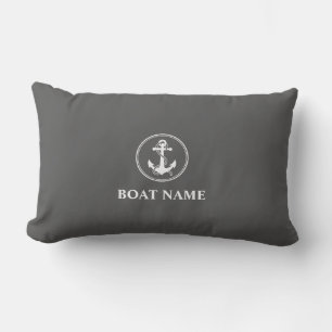 Uw Boat Name Rope en Anchor Grey Buitenkussen