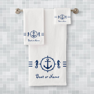 Uw Boat Name Seahorse Anchor Bath Towel Set sh0b Bad Handdoek