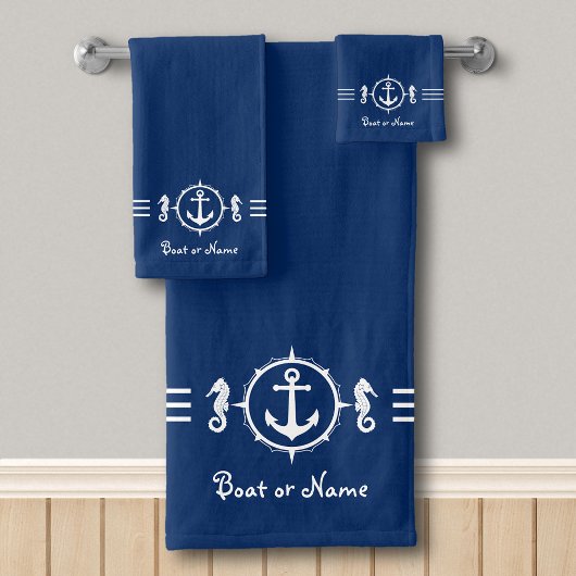Uw Boat Name Seahorse Anchor Bath Towel Set sh0d Bad Handdoek