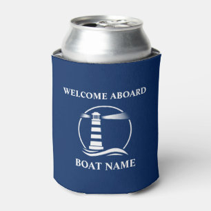 Uw Boat Name Welcome Aboard Klassieke vuurtoren Blikjeskoeler