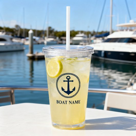Uw Boat Name Zee Anchor Blue Acryl Drinkbeker