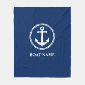 Uw Boat Name Zee Anchor Blue Fleece Deken (Voorkant)