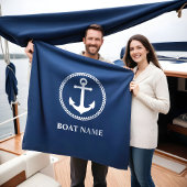 Uw Boat Name Zee Anchor Blue Fleece Deken