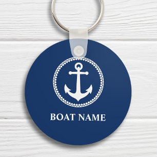 Uw Boat Name Zee Anchor Blue Sleutelhanger