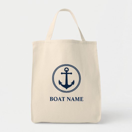 Uw Boat Name Zee Anchor Eco Friendly Grocery Tote Bag (Voorkant)