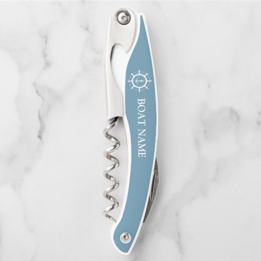 Uw Boatnaam Anchor Blue Kurkentrekker (Voorkant)