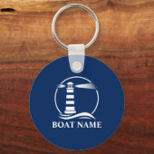 Uw Boatnaam met klassieke vuurtoren Sleutelhanger (Voorkant)