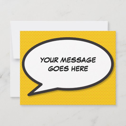 Uw Boodschap Spraak Bubble Leuk Stripboek Notitiekaartje (Voorkant)