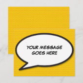 Uw Boodschap Spraak Bubble Leuk Stripboek Notitiekaartje (Voorkant / Achterkant)