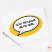 Uw Boodschap Spreekwolk Pret Retro Strip Ovale Sticker (Envelop)