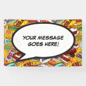 Uw Boodschap Spreekwolk Pret Retro Strip Spandoek (Horizontaal)