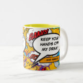 Uw Boodschap Spreekwolk Pret Retro Strip Tweekleurige Koffiemok (Voorkant rechts)