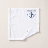 Uw boot of familienaam Seahorse Anchor White Bad Handdoek (Wasdoekje)