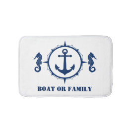 Uw boot of familienaam Seahorse Anchor White Badmat