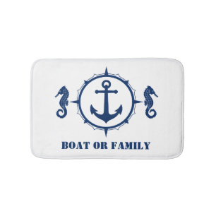 Uw boot of familienaam Seahorse Anchor White Badmat