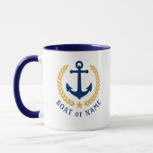 Uw boot of naam Anker Goud Stijl Laurierblauw Mok (Links)