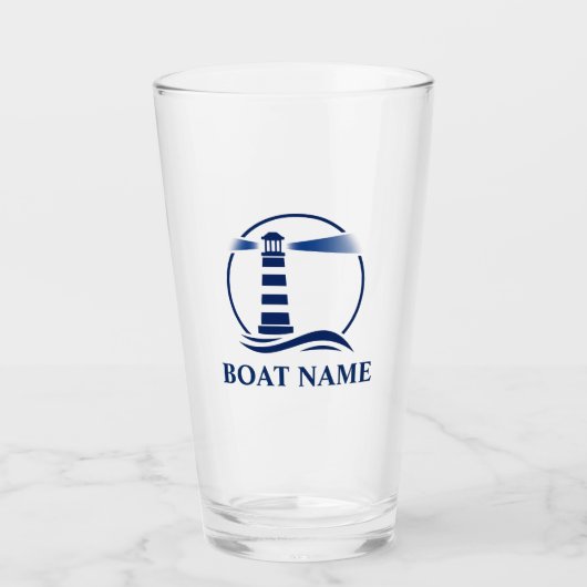 Uw boot of naam Classic Lighthouse Navy Blue Glas (Voorkant)