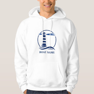 Uw boot of naam in de Nautical Lighthouse van de m Hoodie