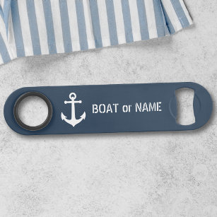 Uw boot of naam Nautical  Anchor Blue Speed Flessenopener